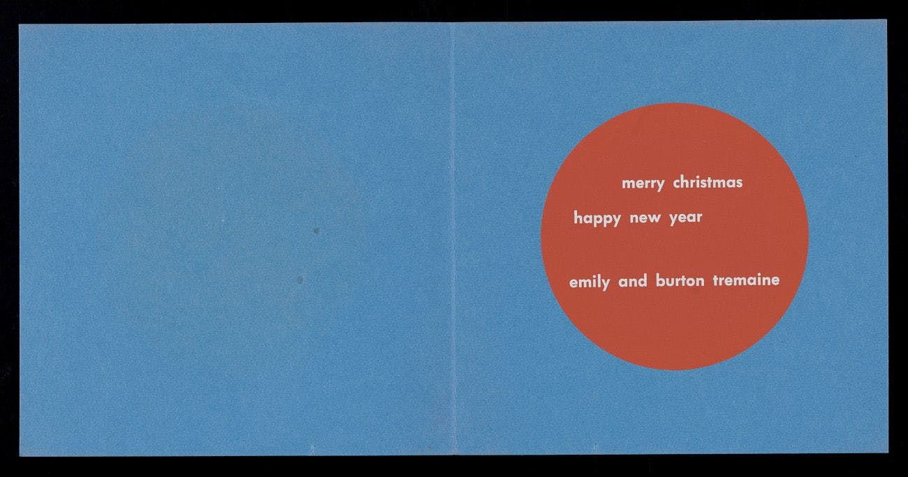 Christmas card created by the Tremaines kept in Emily Hall Tremaine's artist file for Robert Delaunay