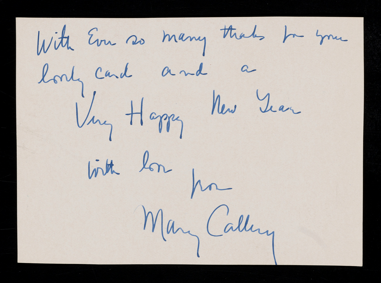 Note from Mary Callery to the Tremaines from Emily Hall Tremaine's artist files.