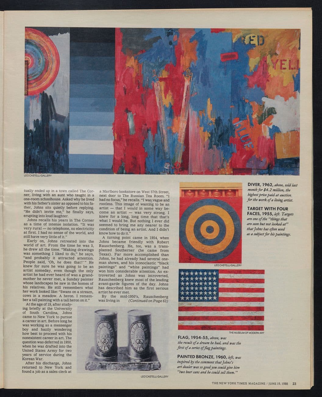 NY Times article on Jasper Johns, 1988
