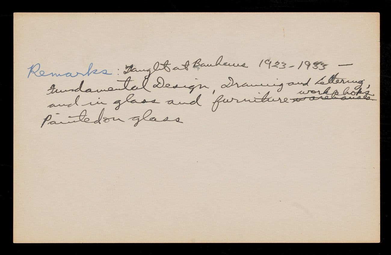 From Emily Hall Tremaine's artist file for Josef Albers