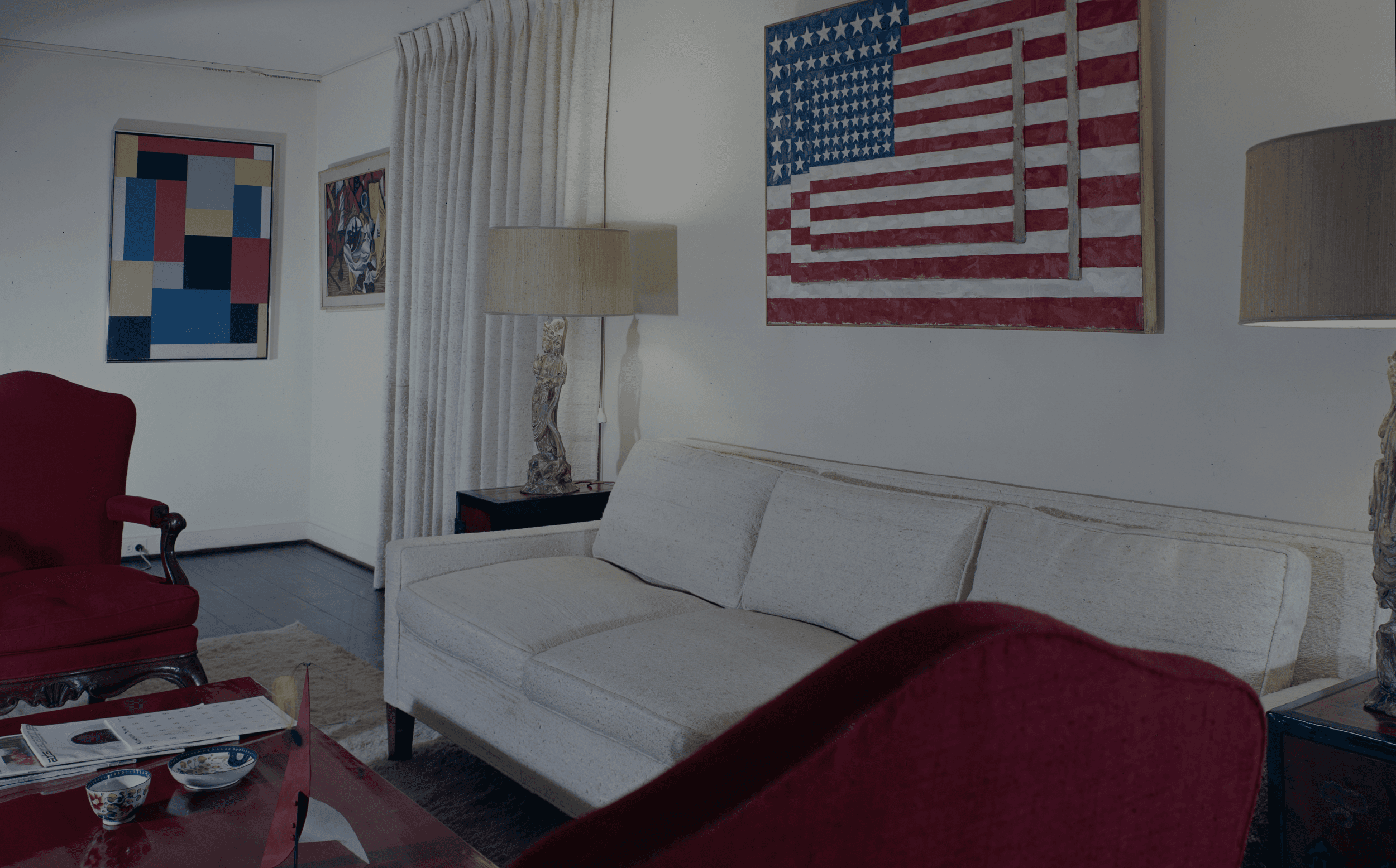 The Tremaine home with Three Flags by Jasper Johns on the far right.