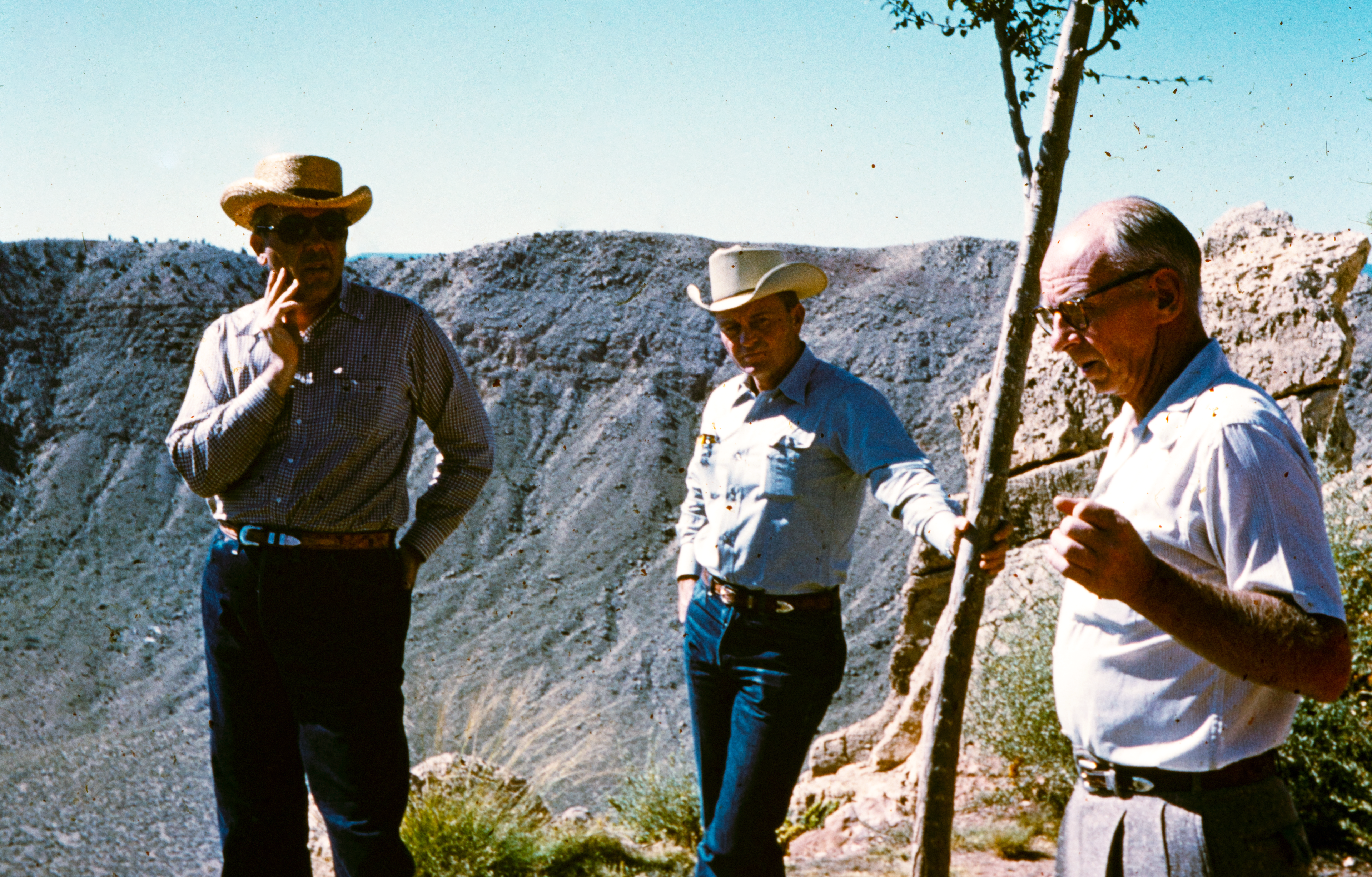 Burton Tremaine at the edge of Meteor Crater, circa 1960