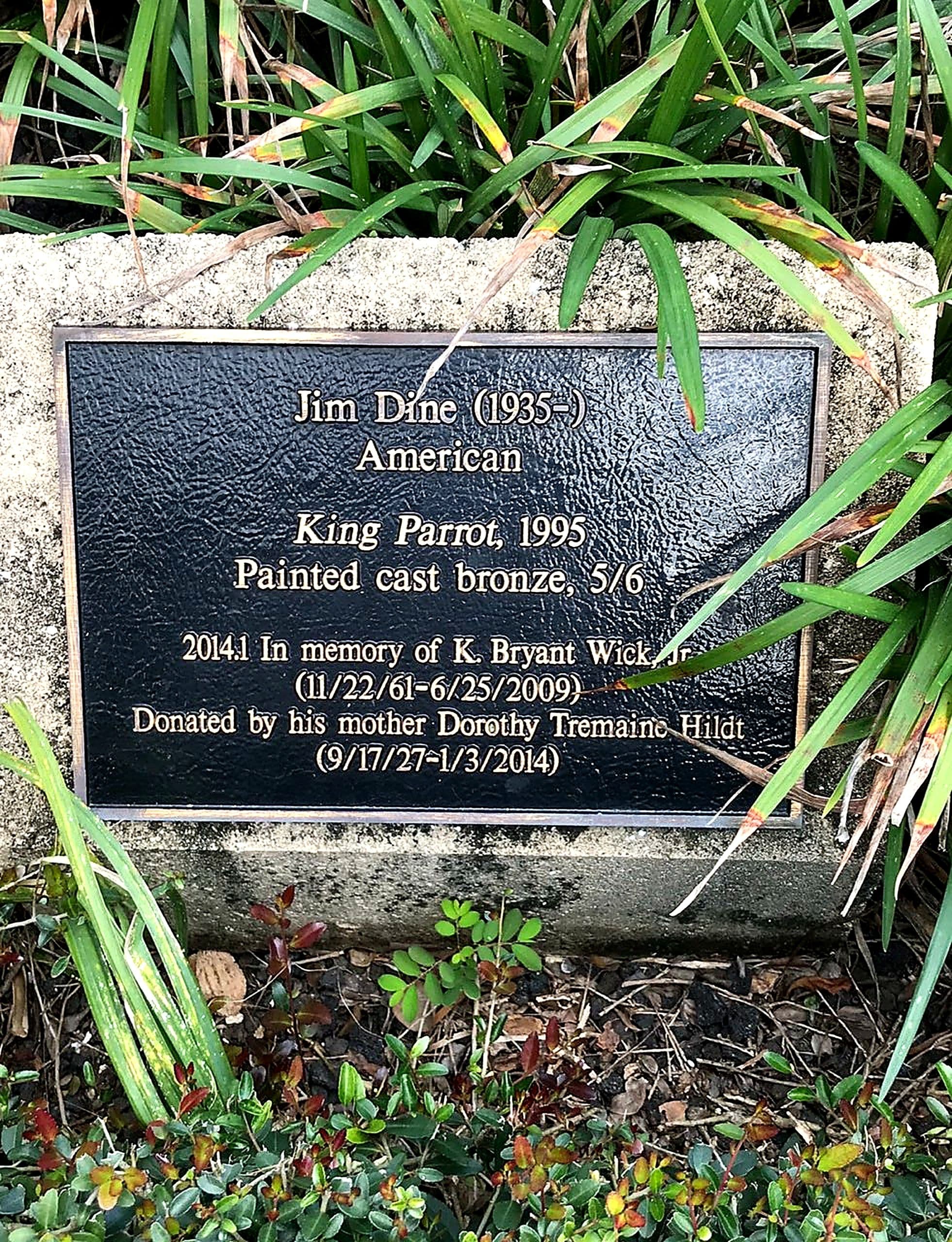 King Parrot Donation Plaque