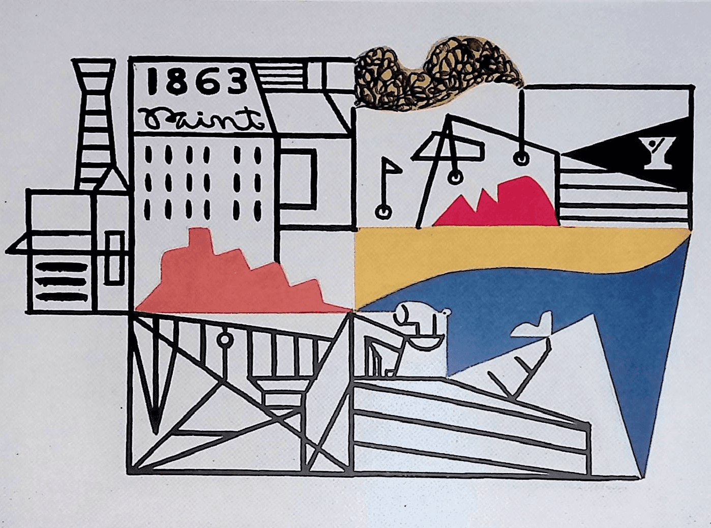 Factory by the Sea (Composition 1863) circa 1930 by Stuart Davis