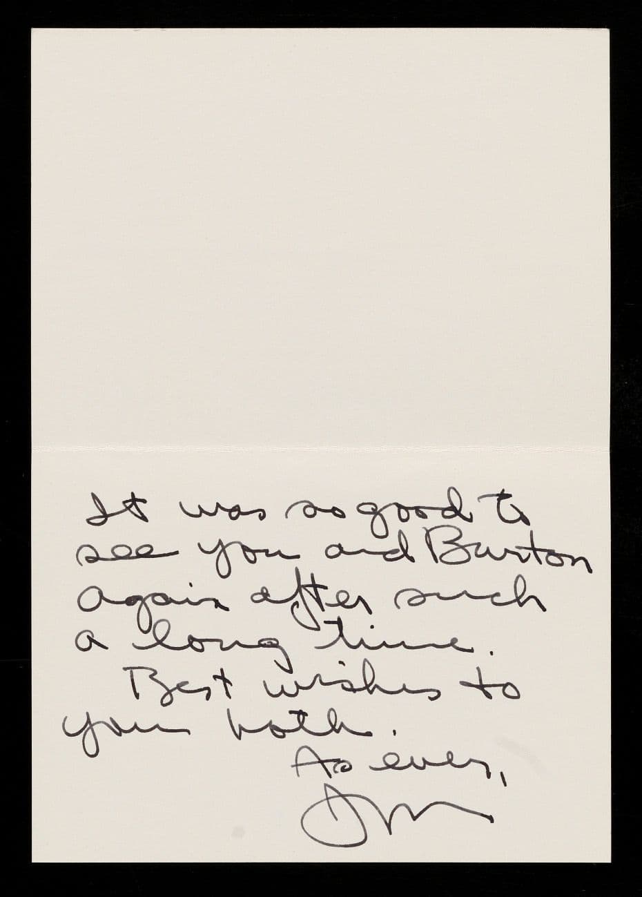 Note from Jasper Johns to Emily Hall Tremaine, 1983