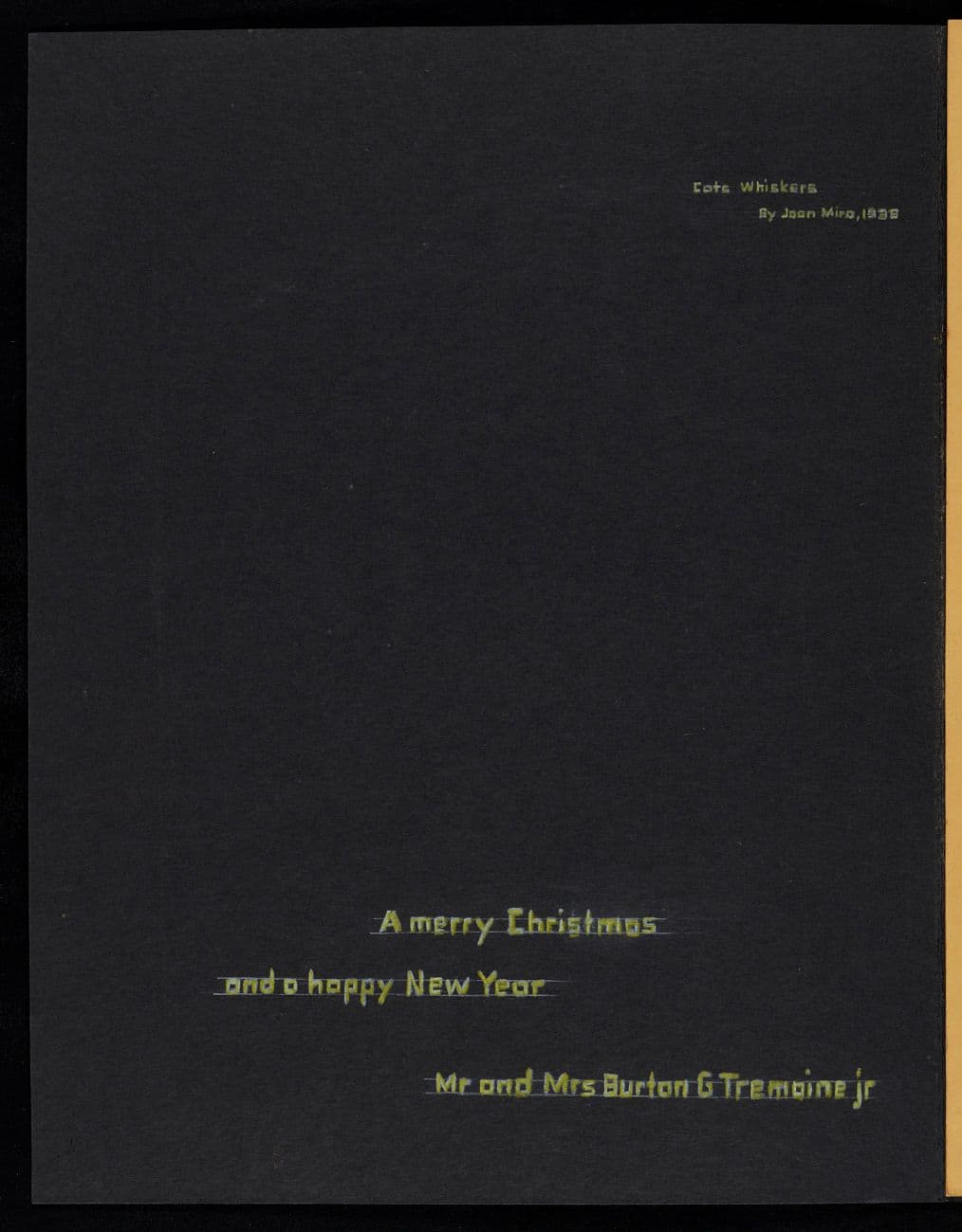 From Emily Hall Tremaine's artist file for Joan Miró