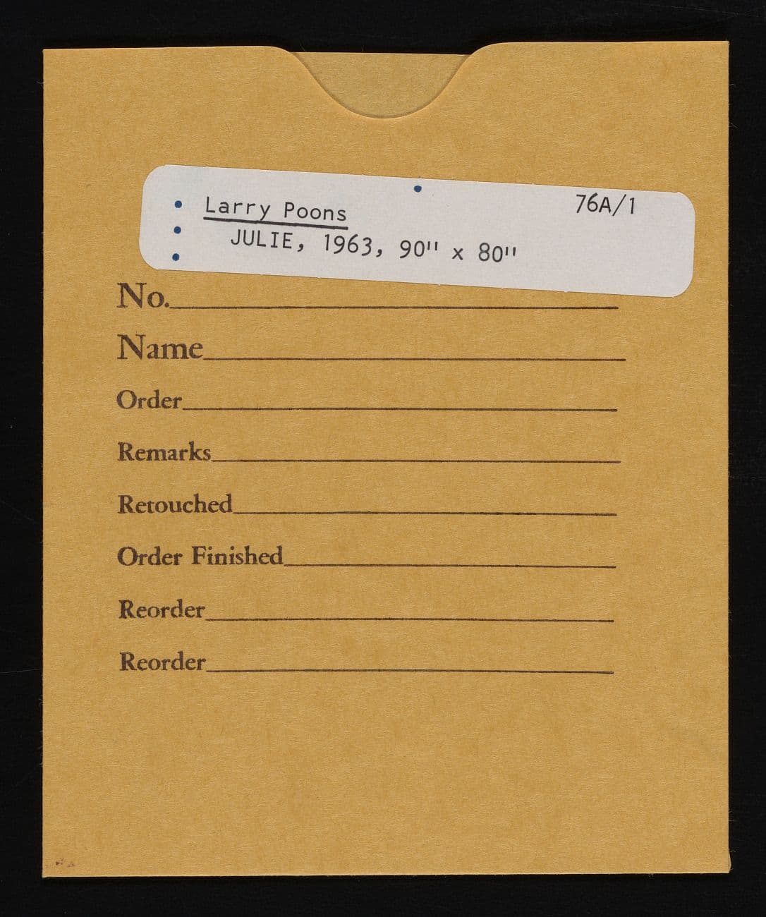 File for Julie from Emily Hall Tremaine's artist file for Larry Poons