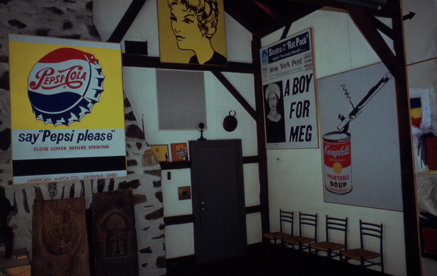 The Tremaine’s barn with works by Andy Warhol. Image courtesy of the Tremaine family.