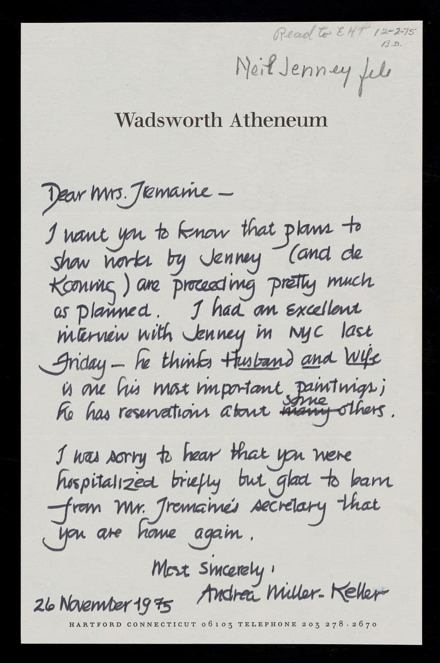 From Emily Hall Tremaine's artist file for Neil Jenney