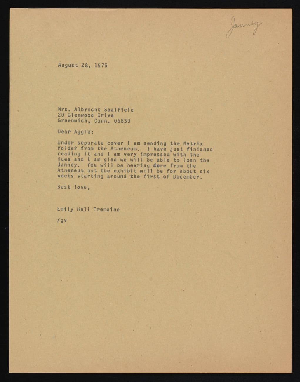 Letter regarding the MATRIX folder