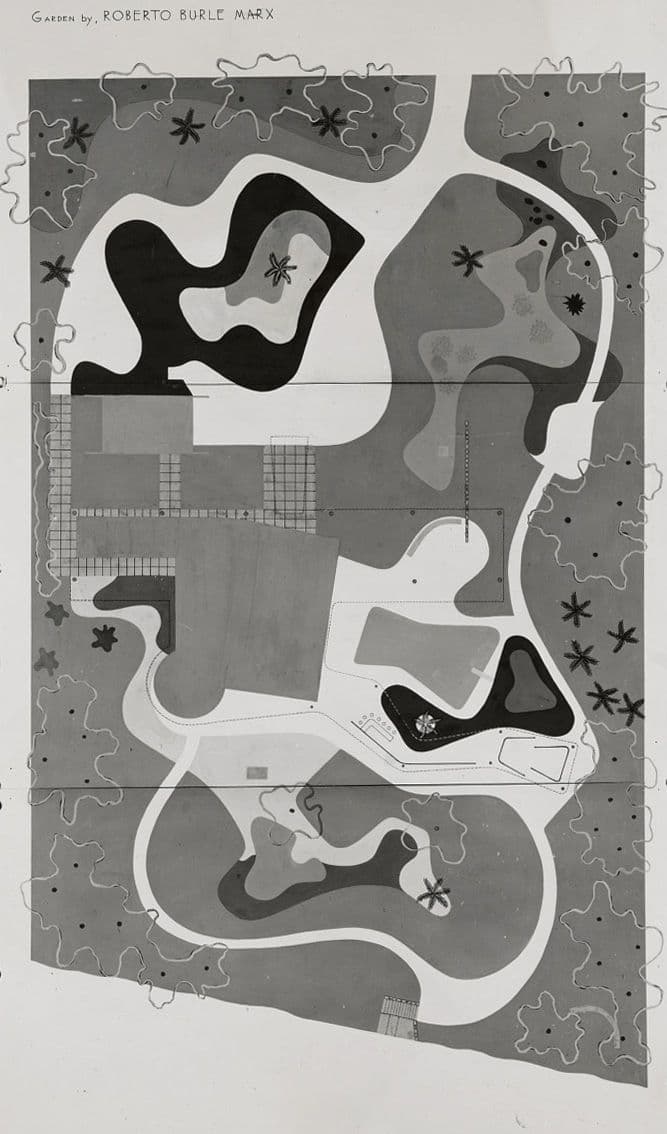 Roberto Burle-Marx, Garden Design for Beach House for Mr. and Mrs. Burton Tremaine, project, Santa Barbara, California (Site plan), 1948