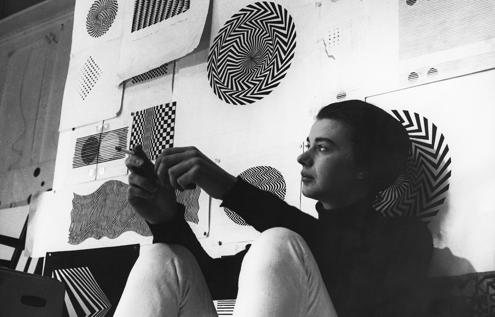 Bridget Riley in her Warwick Road studio, London, 1964