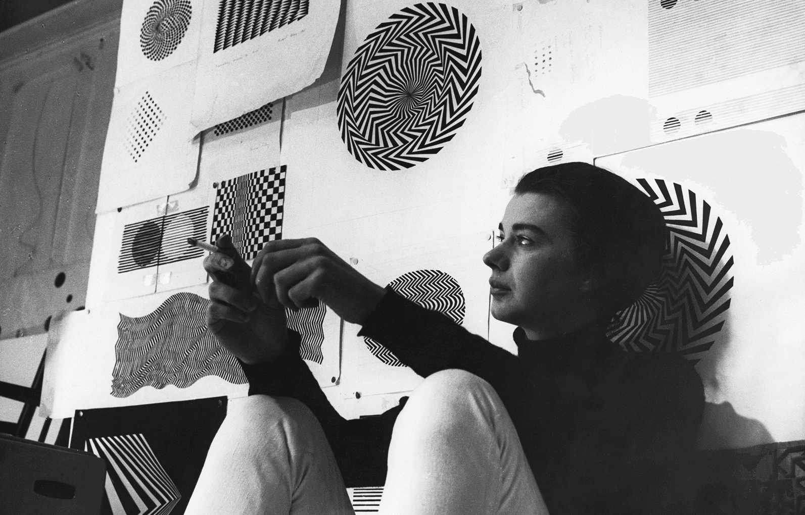 Bridget Riley in her Warwick Road studio, London, 1964