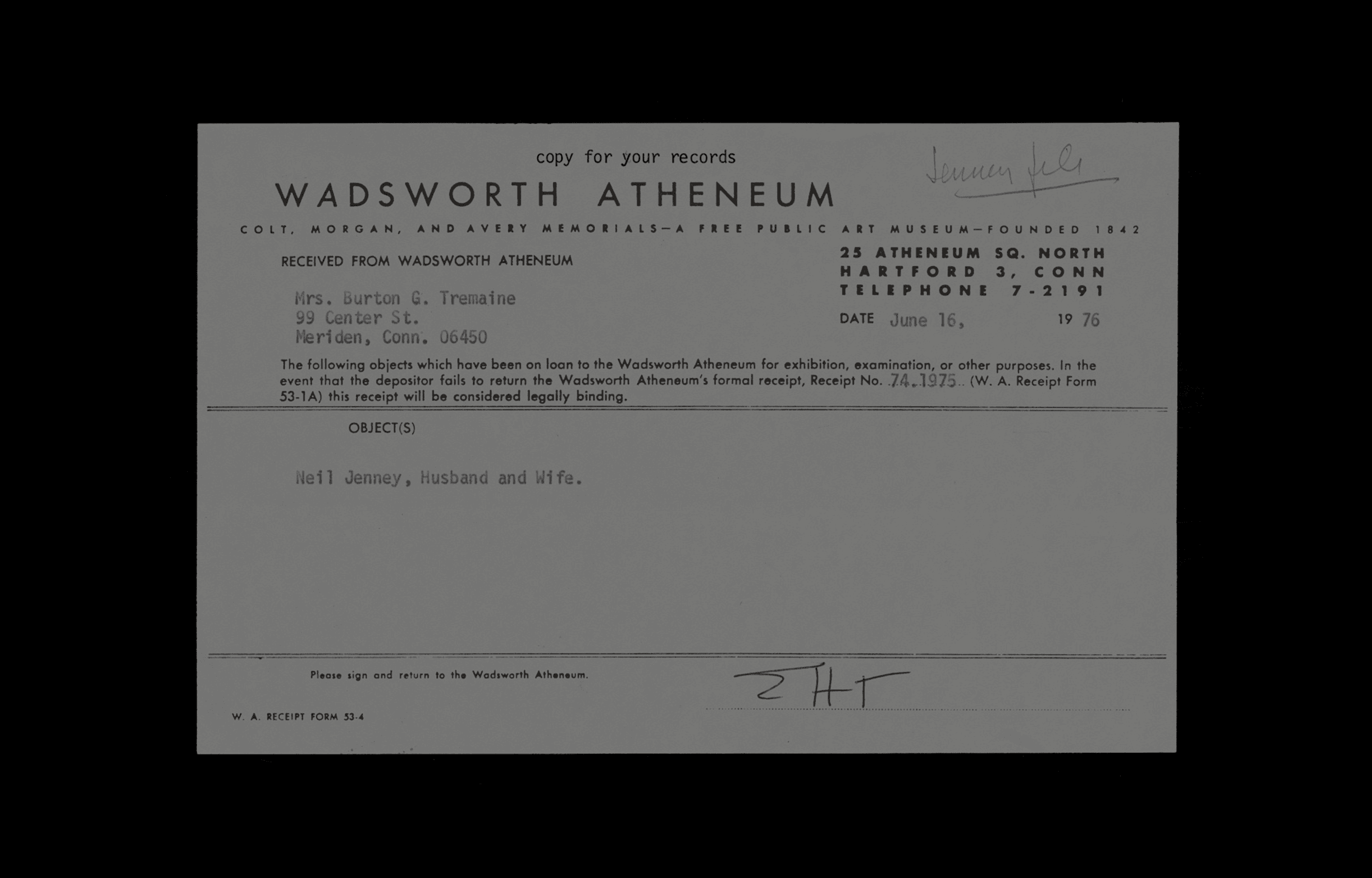 From Emily Hall Tremaine's artist file for Neil Jenney.