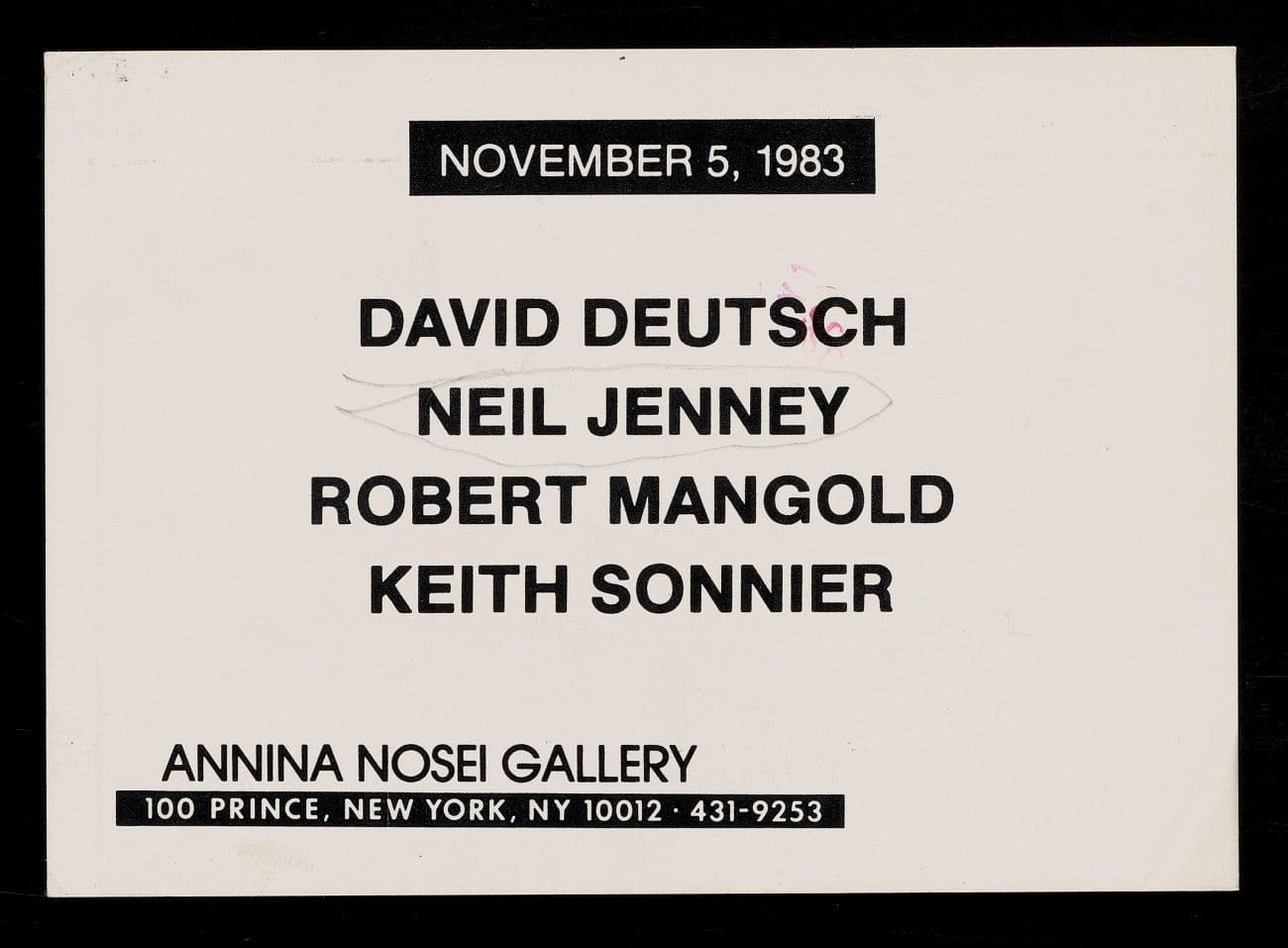 From Emily Hall Tremaine's artist file for Neil Jenney
